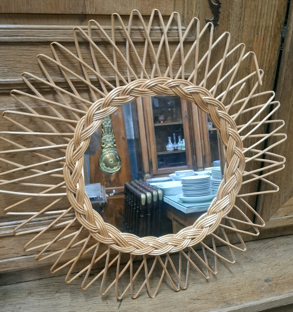 A Woven Wicker Mirror
